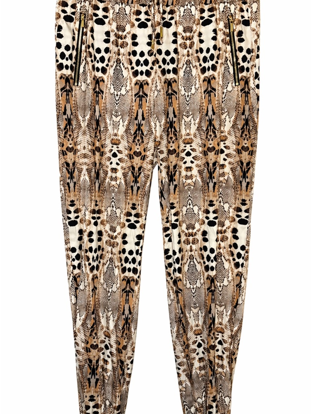 Bebe Animal Print 2 Piece Set Cowl Neck Bodysuit Jogger Pants Sexy Lounge Set XL - Picture 3 of 11